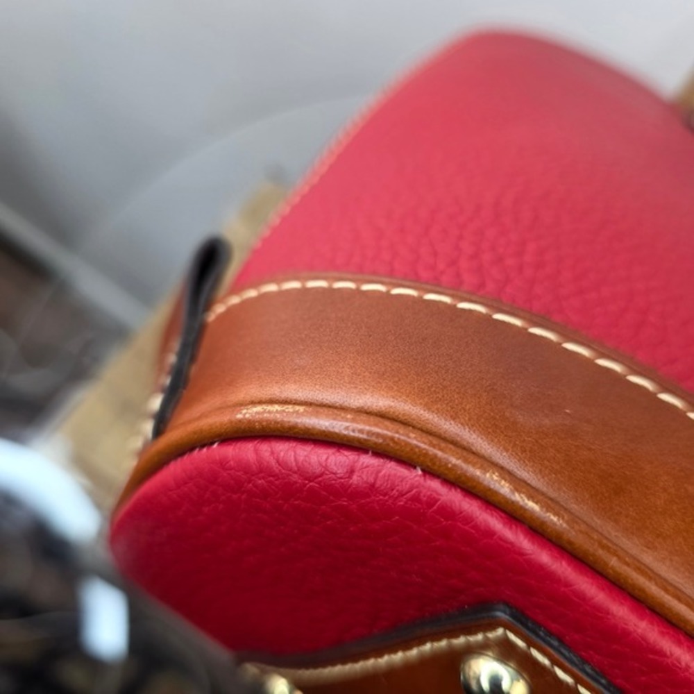 Dooney & Bourke Zip Zip Domed Satchel Crossbody Bag Red Pebbled Leather Purse - Picture 7 of 11